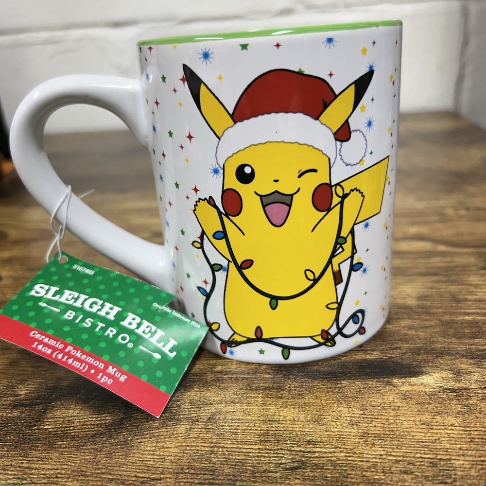 Pokémon Pikachu Holiday Christmas Lights Santa Coffee Mug Tea Cup 14oz NWT - Picture 3 of 5